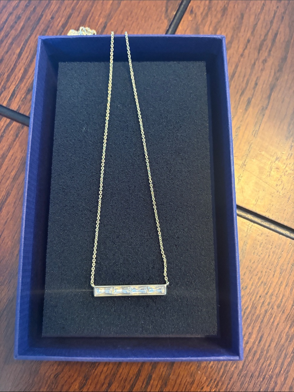 Kendra Scott Gold Bar Necklace with Clear Stones